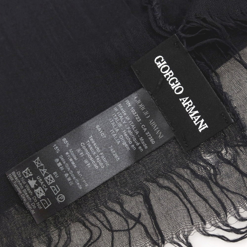 【中古】ジョルジオアルマーニ GIORGIO ARMANI モダールシルク 大判 ストール ブラック【 状態ランクB 】【 メンズ 】