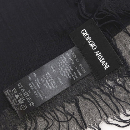 【中古】ジョルジオアルマーニ GIORGIO ARMANI モダールシルク 大判 ストール ブラック【 状態ランクB 】【 メンズ 】