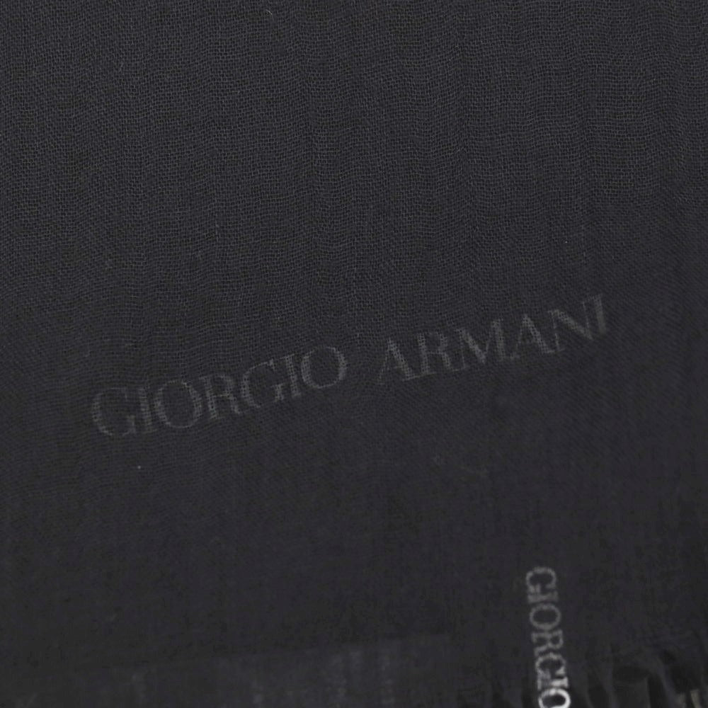 【中古】ジョルジオアルマーニ GIORGIO ARMANI モダールシルク 大判 ストール ブラック【 状態ランクB 】【 メンズ 】 [CPD]