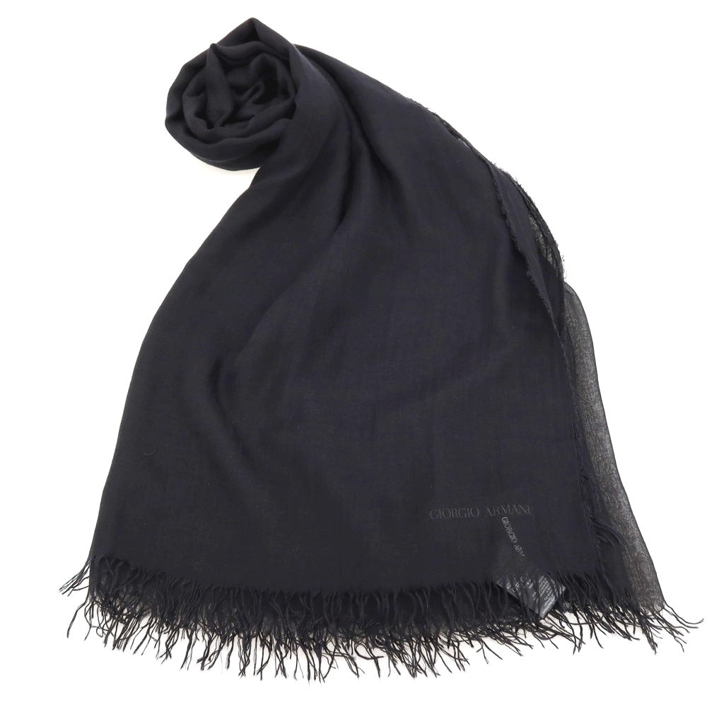 【中古】ジョルジオアルマーニ GIORGIO ARMANI モダールシルク 大判 ストール ブラック【 状態ランクB 】【 メンズ 】 [CPD]