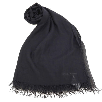 【中古】ジョルジオアルマーニ GIORGIO ARMANI モダールシルク 大判 ストール ブラック【 状態ランクB 】【 メンズ 】
