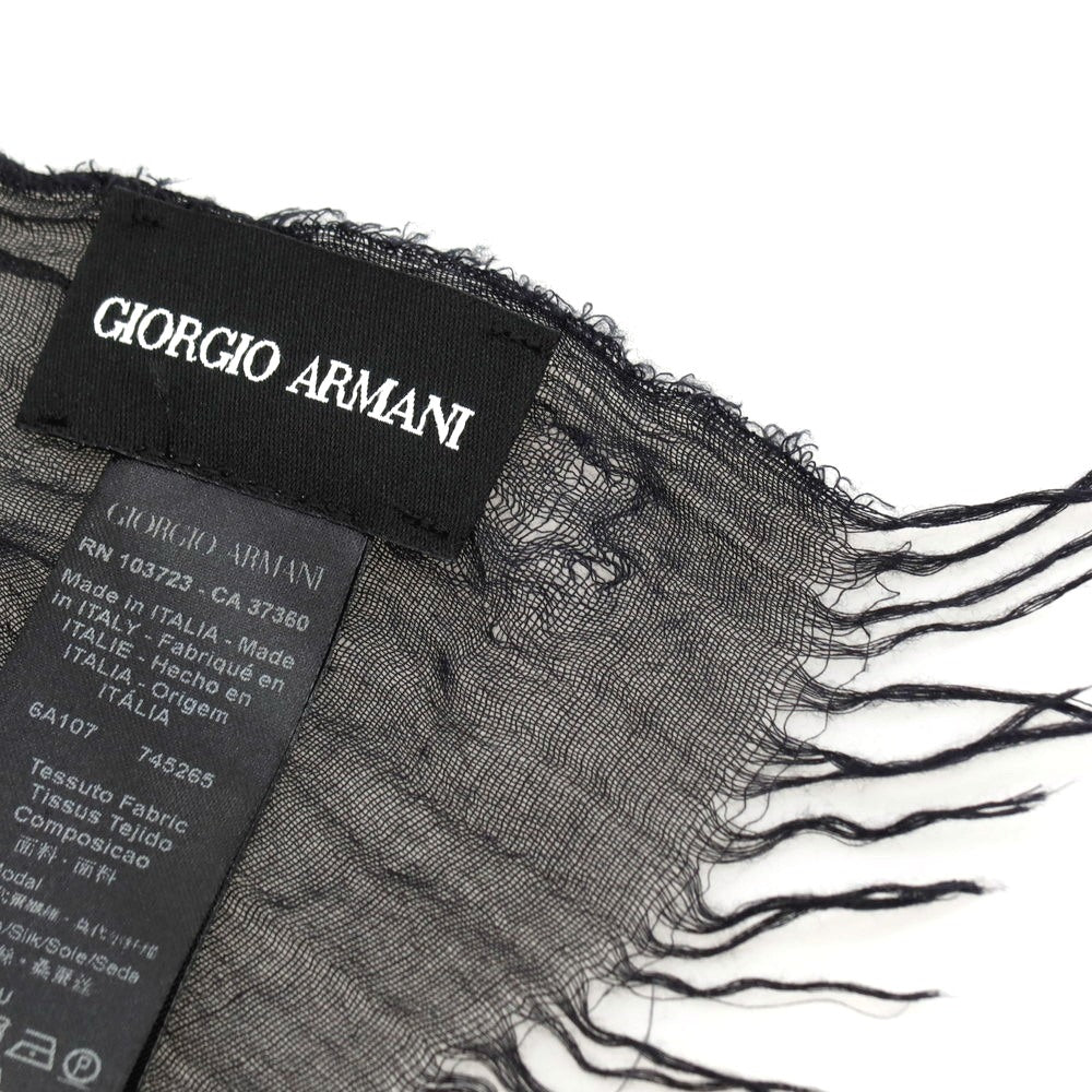 【中古】ジョルジオアルマーニ GIORGIO ARMANI モダールシルク 大判 ストール ブラック【 状態ランクB 】【 メンズ 】
