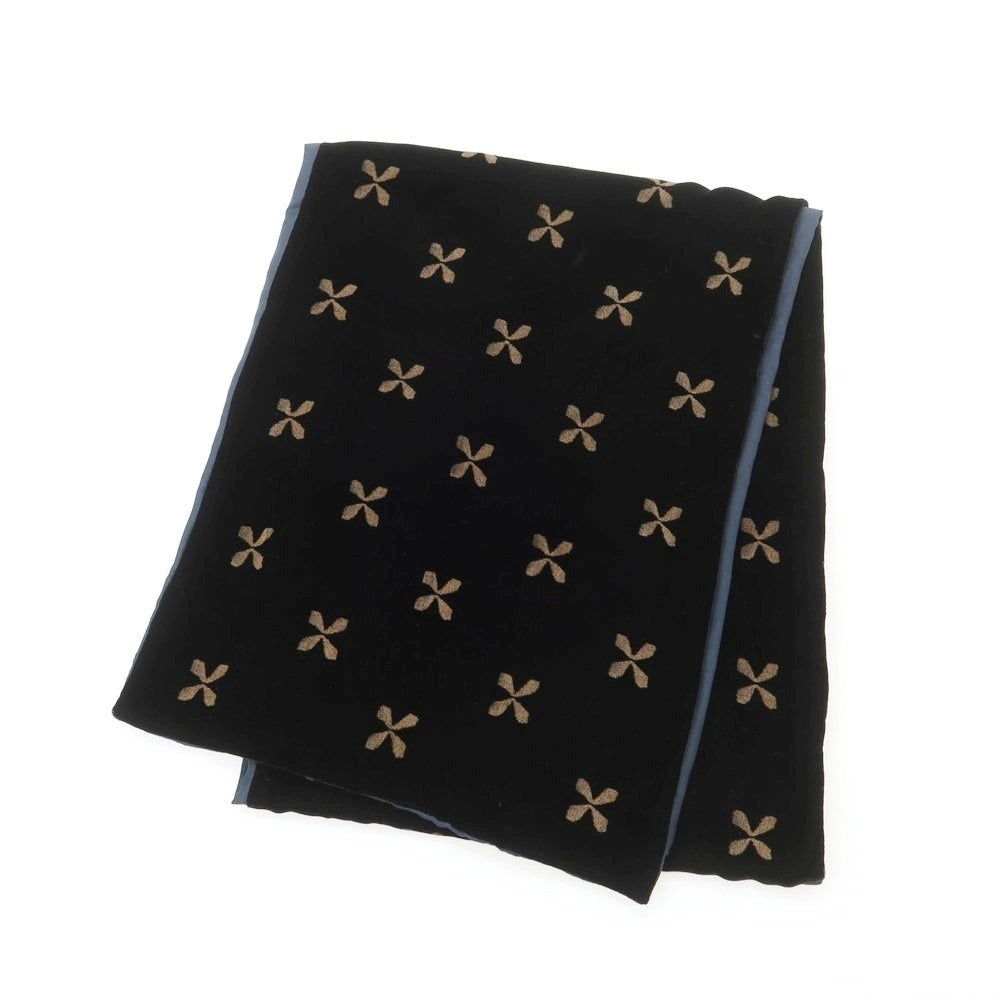 【中古】ジョルジオアルマーニ GIORGIO ARMANI レーヨンシルク ベロア マフラー ブラックxダークベージュ【 状態ランクB 】【 メンズ 】