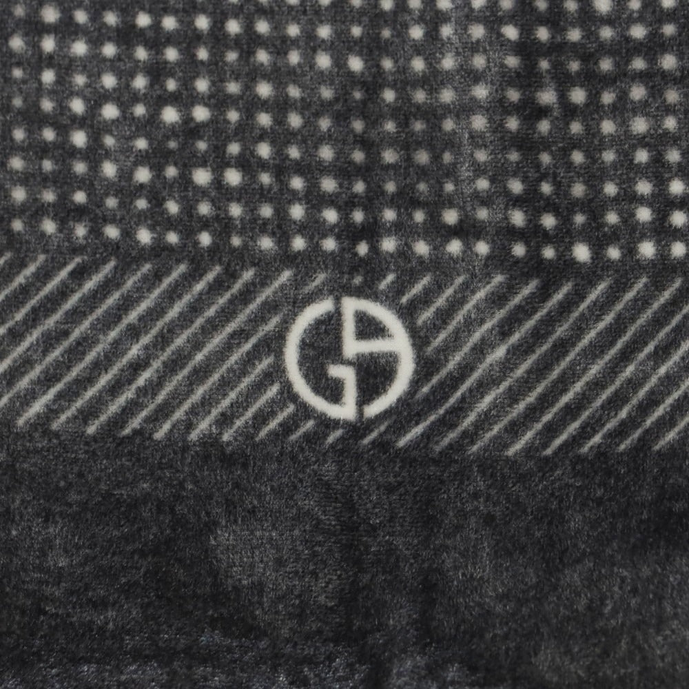 【中古】ジョルジオアルマーニ GIORGIO ARMANI レーヨンシルク ベロア マフラー ダークグレーxホワイト【 状態ランクC 】【 メンズ 】