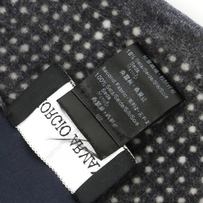 【中古】ジョルジオアルマーニ GIORGIO ARMANI レーヨンシルク ベロア マフラー ダークグレーxホワイト【 状態ランクC 】【 メンズ 】