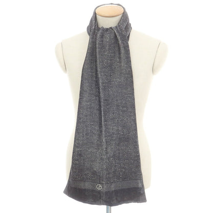 【中古】ジョルジオアルマーニ GIORGIO ARMANI レーヨンシルク ベロア マフラー ダークグレーxホワイト【 状態ランクC 】【 メンズ 】