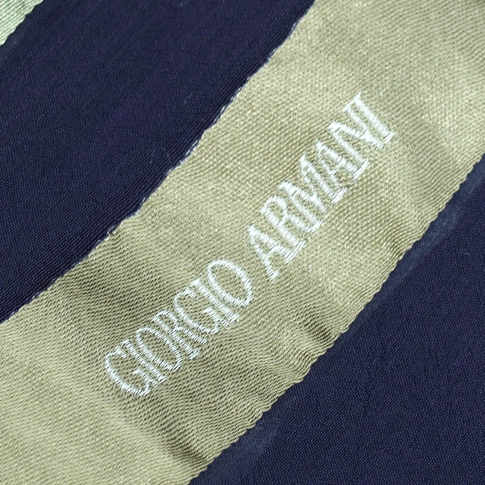 【中古】ジョルジオアルマーニ GIORGIO ARMANI シルクレーヨン ストライプ ストール ネイビーxグリーン【 状態ランクC 】【 メンズ 】