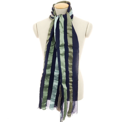 【中古】ジョルジオアルマーニ GIORGIO ARMANI シルクレーヨン ストライプ ストール ネイビーxグリーン【 状態ランクC 】【 メンズ 】