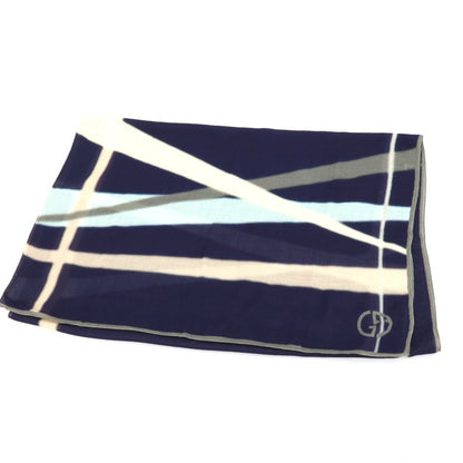 【中古】ジョルジオアルマーニ GIORGIO ARMANI シルク系 プリント ストール ネイビーxベージュ【 状態ランクB 】【 メンズ 】