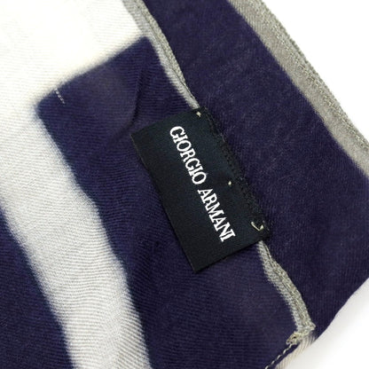 【中古】ジョルジオアルマーニ GIORGIO ARMANI シルク系 プリント ストール ネイビーxベージュ【 状態ランクB 】【 メンズ 】