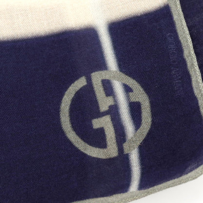 【中古】ジョルジオアルマーニ GIORGIO ARMANI シルク系 プリント ストール ネイビーxベージュ【 状態ランクB 】【 メンズ 】