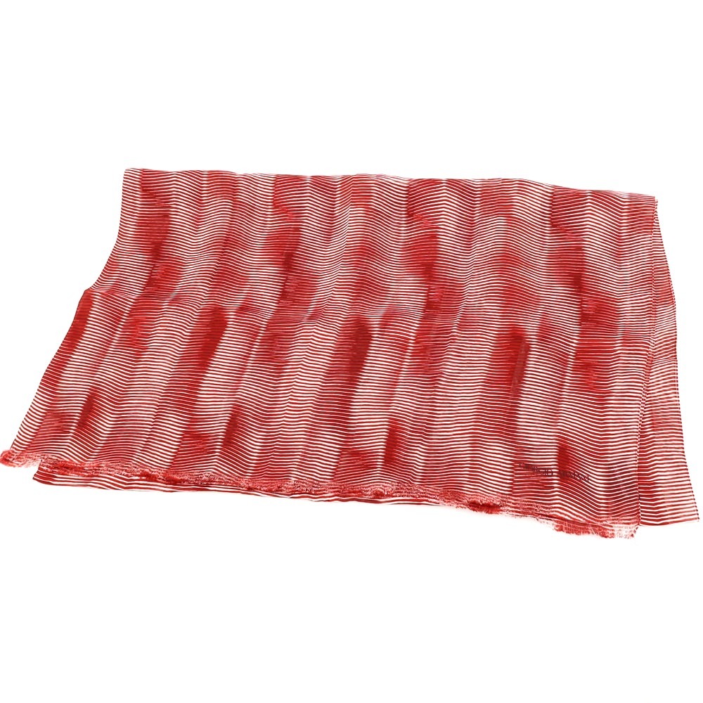 【中古】ジョルジオアルマーニ GIORGIO ARMANI シルク プリント ストール レッドxホワイト【 状態ランクB 】【 メンズ 】