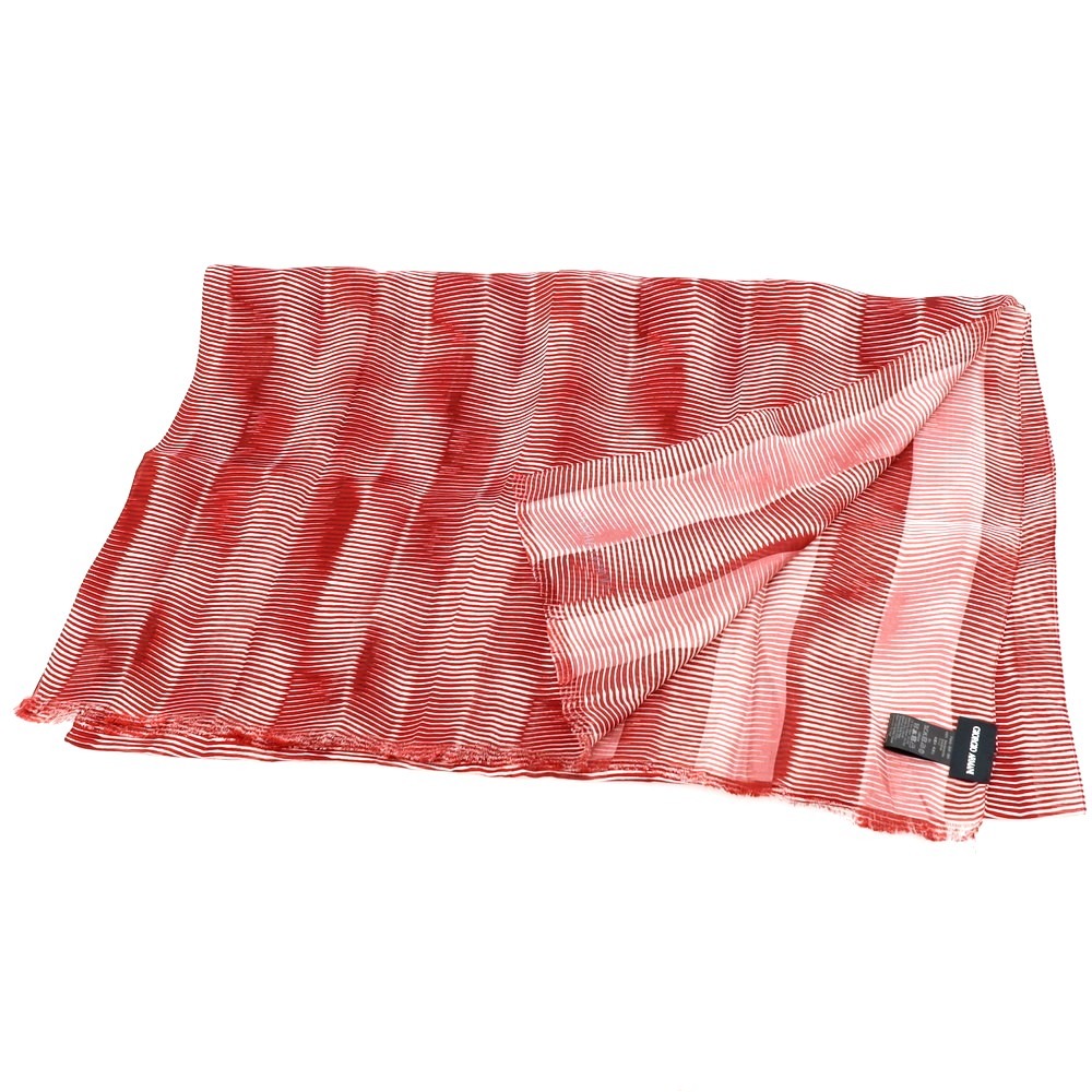 【中古】ジョルジオアルマーニ GIORGIO ARMANI シルク プリント ストール レッドxホワイト【 状態ランクB 】【 メンズ 】