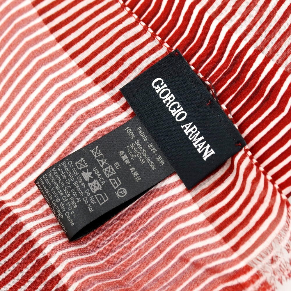 【中古】ジョルジオアルマーニ GIORGIO ARMANI シルク プリント ストール レッドxホワイト【 状態ランクB 】【 メンズ 】