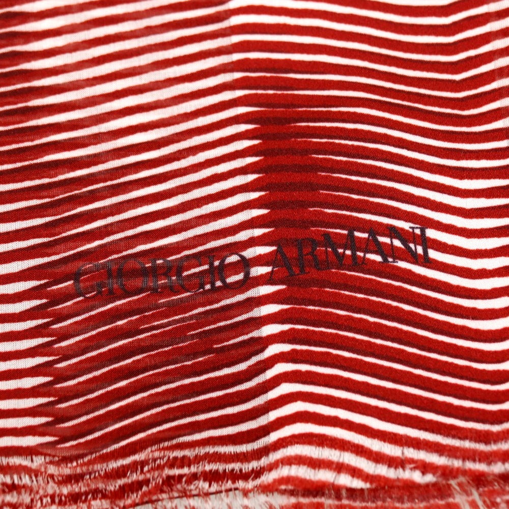 【中古】ジョルジオアルマーニ GIORGIO ARMANI シルク プリント ストール レッドxホワイト【 状態ランクB 】【 メンズ 】