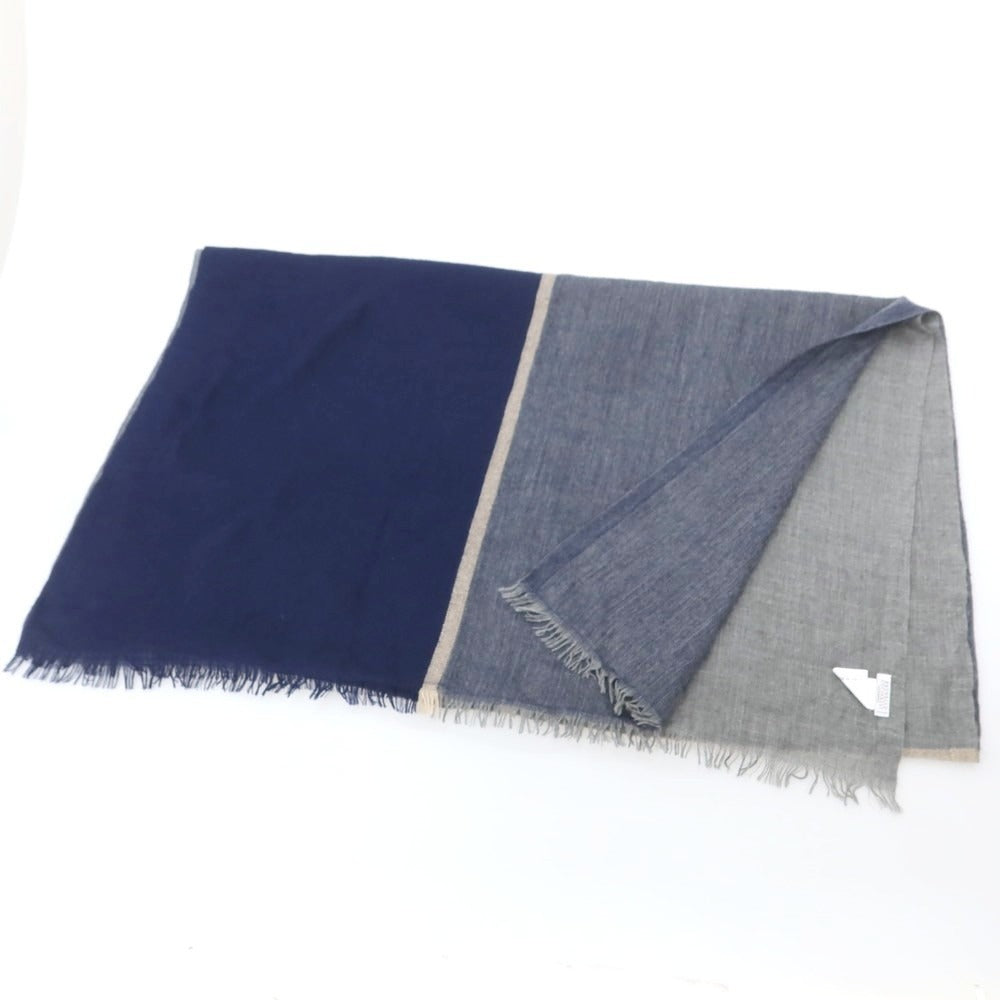 【中古】ブルネロクチネリ Brunello Cucinelli カシミヤシルク 大判 ストール ネイビーxグレー【 状態ランクD 】【 メンズ 】