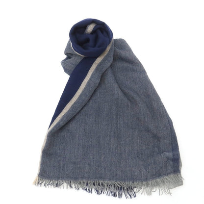 【中古】ブルネロクチネリ Brunello Cucinelli カシミヤシルク 大判 ストール ネイビーxグレー【 状態ランクD 】【 メンズ 】