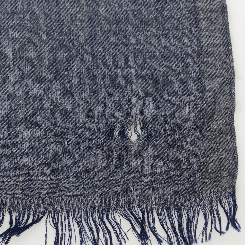 【中古】ブルネロクチネリ Brunello Cucinelli カシミヤシルク 大判 ストール ネイビーxグレー【 状態ランクD 】【 メンズ 】