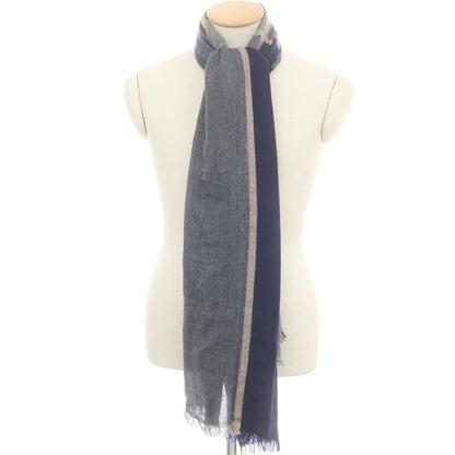 【中古】ブルネロクチネリ Brunello Cucinelli カシミヤシルク 大判 ストール ネイビーxグレー【 状態ランクD 】【 メンズ 】