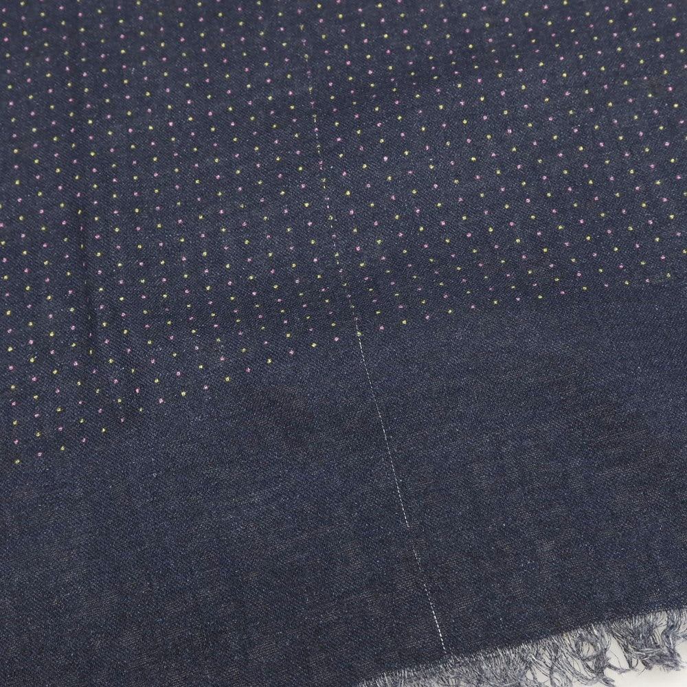 【中古】フランコフェラーリ FRANCO FERRARI リネン ドット ストール ネイビー【 状態ランクC 】【 メンズ 】