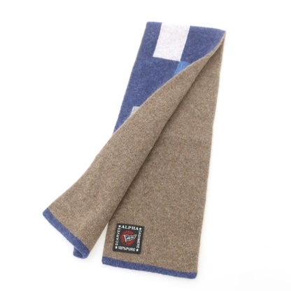 【中古】アルファー ALPHA カシミヤ マフラー ネイビーxグレー【 状態ランクB 】【 メンズ 】