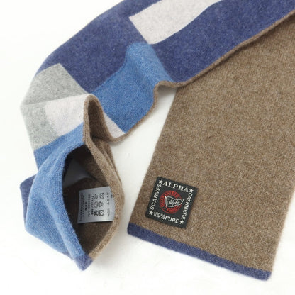 【中古】アルファー ALPHA カシミヤ マフラー ネイビーxグレー【 状態ランクB 】【 メンズ 】