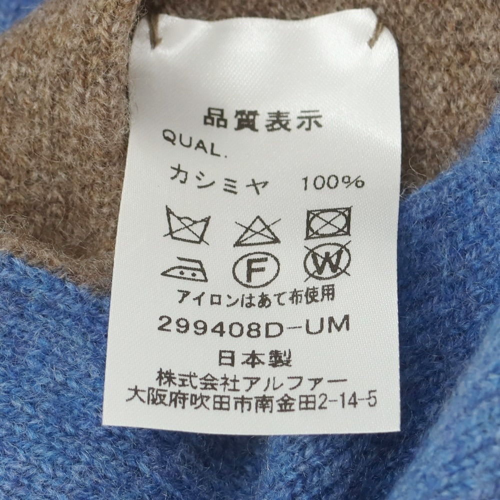 【中古】アルファー ALPHA カシミヤ マフラー ネイビーxグレー【 状態ランクB 】【 メンズ 】