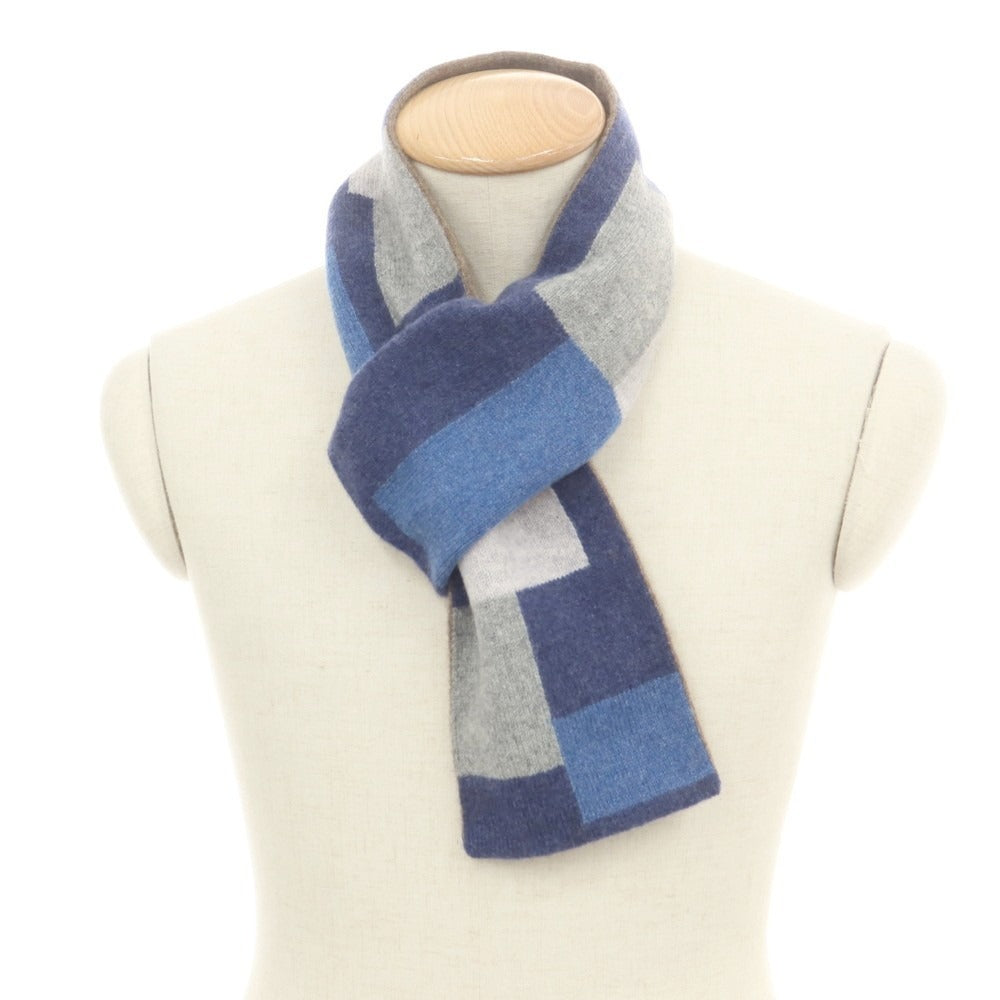 【中古】アルファー ALPHA カシミヤ マフラー ネイビーxグレー【 状態ランクB 】【 メンズ 】