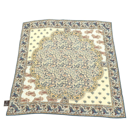 【中古】ロロピアーナ Loro Piana シルク ボタニカル×ペイズリー スカーフ ベージュxネイビー【 状態ランクB 】【 メンズ 】