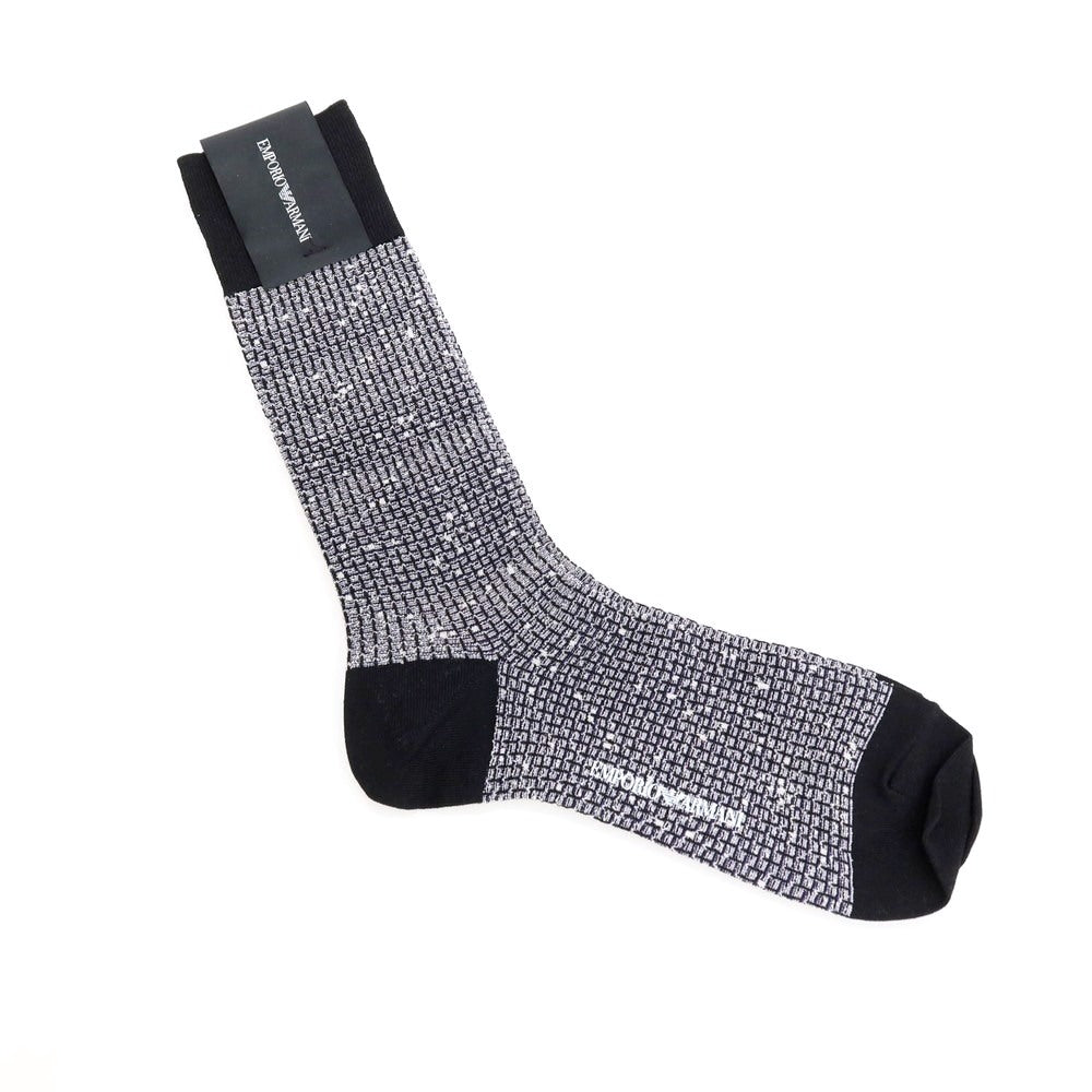 【中古】【未使用】エンポリオ アルマーニ EMPORIO ARMANI ナイロンレーヨンアクリル ソックス 靴下 ブラックxホワイト【サイズ25-27cm】【 状態ランクS 】【 メンズ 】