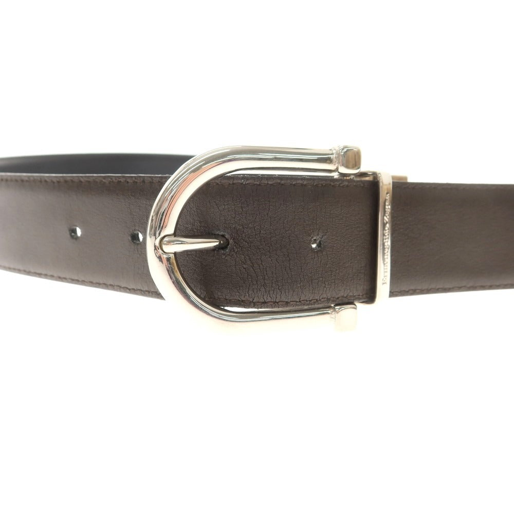 【中古】エルメネジルドゼニア Ermenegildo Zegna リバーシブル レザー ベルト ブラックxブラウン【 表記なし 】【 状態ランクC 】【 メンズ 】