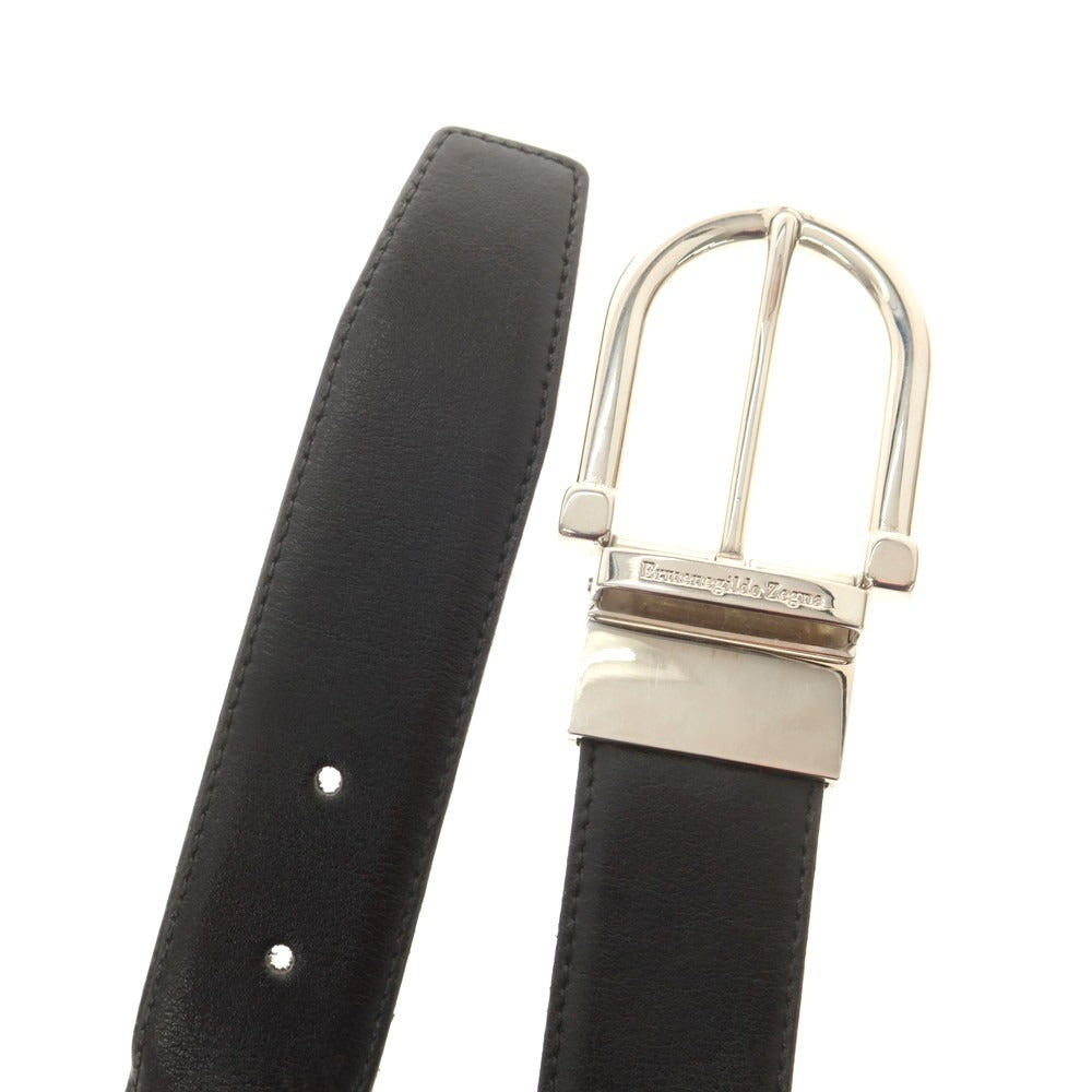 【中古】エルメネジルドゼニア Ermenegildo Zegna リバーシブル レザー ベルト ブラックxブラウン【 表記なし 】【 状態ランクC 】【 メンズ 】