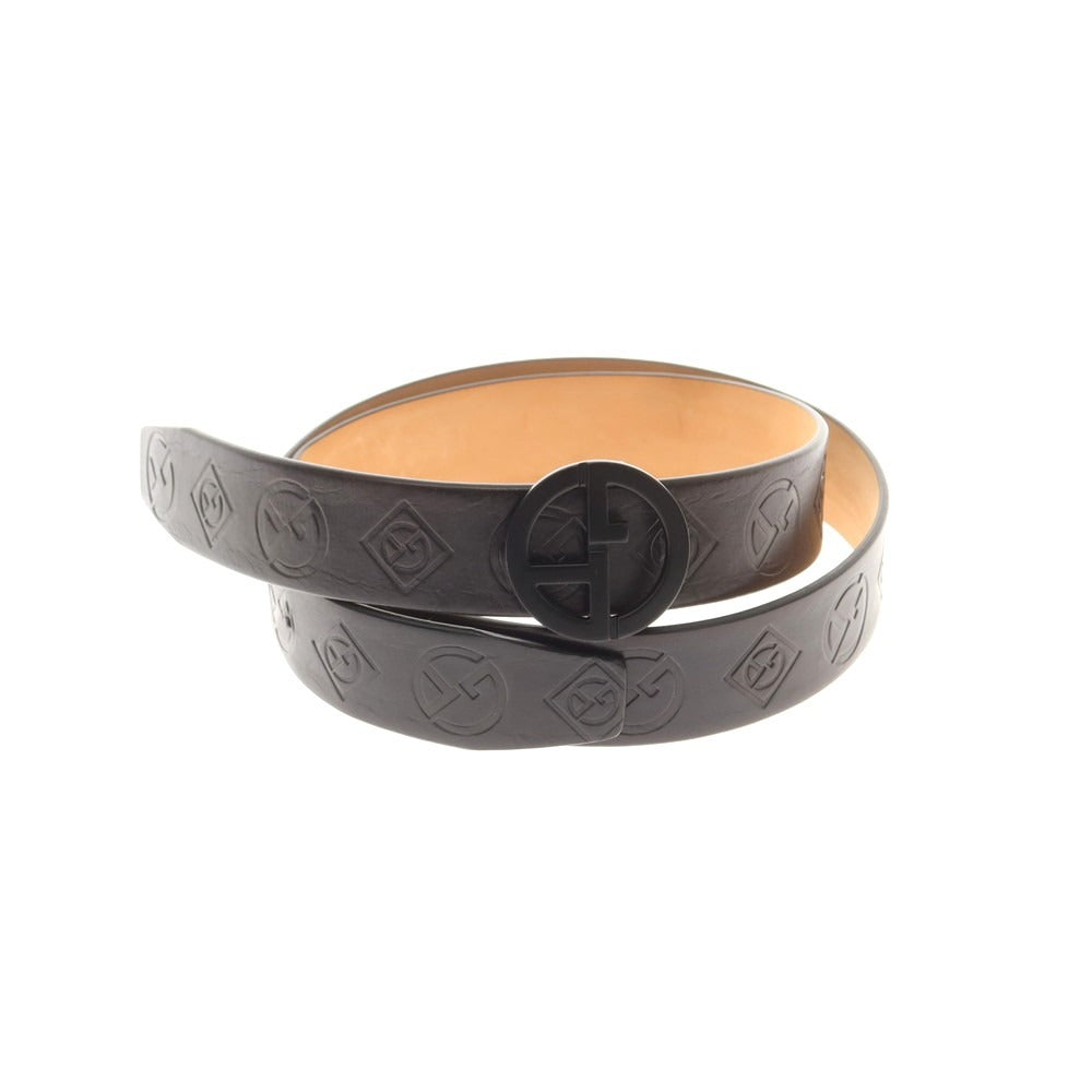 【中古】ジョルジオアルマーニ GIORGIO ARMANI GAロゴ 型押し レザー ベルト ブラック【 34 】【 状態ランクB 】【 メンズ 】