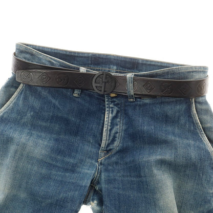 【中古】ジョルジオアルマーニ GIORGIO ARMANI GAロゴ 型押し レザー ベルト ブラック【 34 】【 状態ランクB 】【 メンズ 】