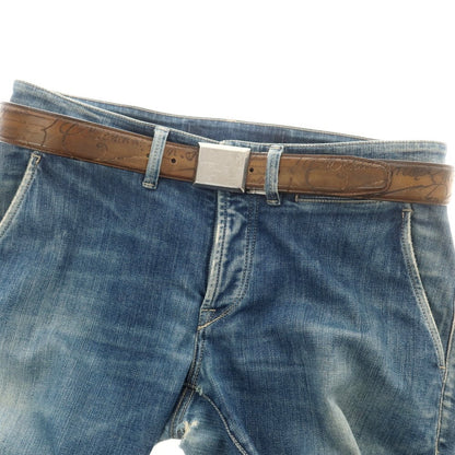 【中古】ベルルッティ Berluti リバーシブル カリグラフィ レザー ベルト ブラウン【 95 】【 状態ランクB 】【 メンズ 】