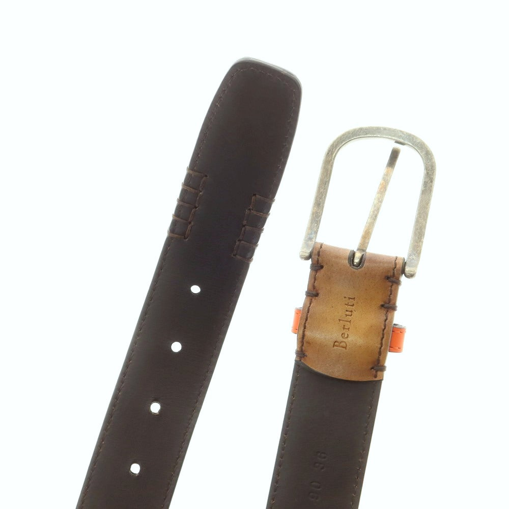 【中古】ベルルッティ Berluti レザー ベルト ブラウン【 90 】【 状態ランクB 】【 メンズ 】