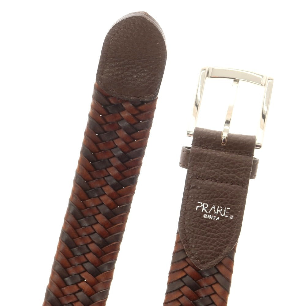 【中古】プレリー PRAIRIE GINZA ストレッチ レザー メッシュ ベルト ブラウン【 表記なし 】【 状態ランクA 】【 メンズ 】