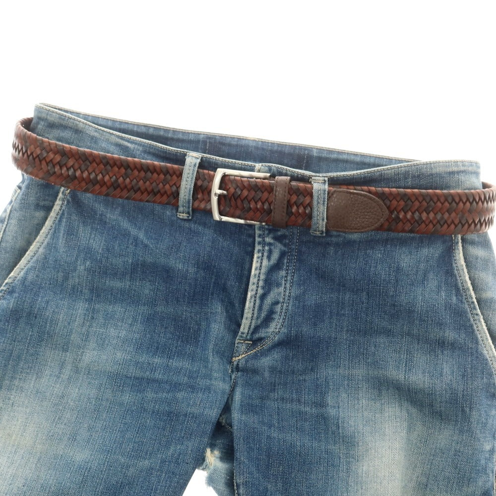 【中古】プレリー PRAIRIE GINZA ストレッチ レザー メッシュ ベルト ブラウン【 表記なし 】【 状態ランクA 】【 メンズ 】