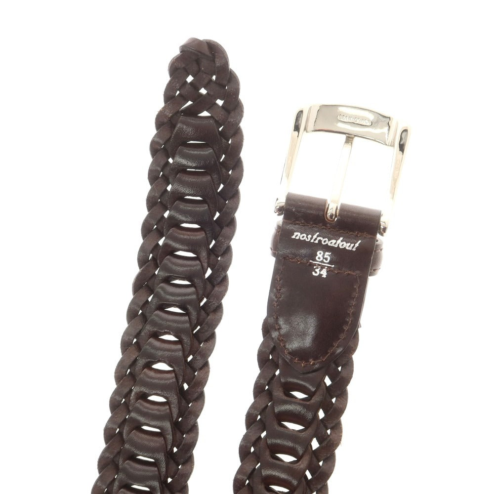 【中古】ノストロアテュー nostroatout レザー メッシュ ベルト ダークブラウン【 85 】【 状態ランクB 】【 メンズ 】