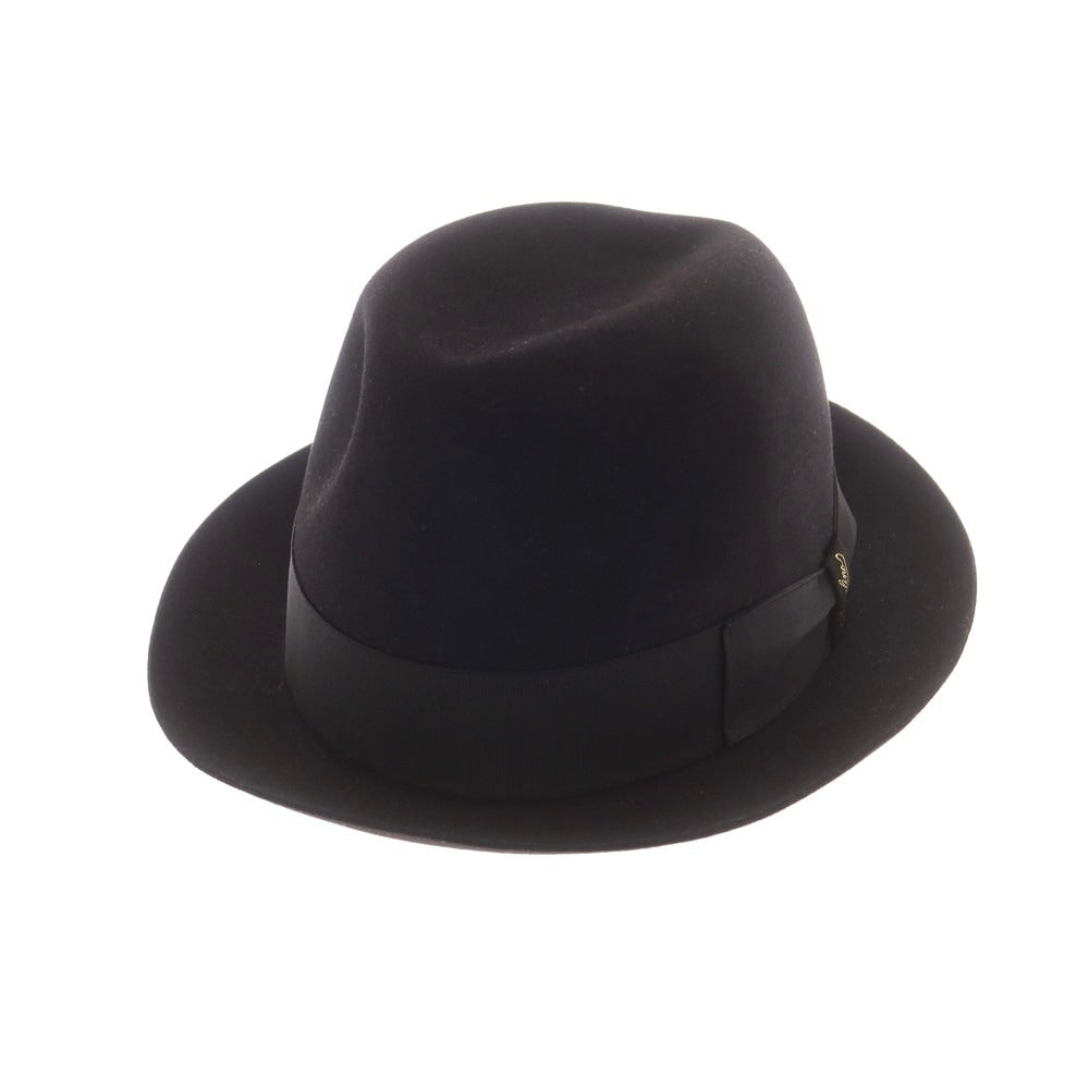 【中古】ボルサリーノ Borsalino ラビット 中折れ ハット ブラックxブラック【 サイズ59 】【 状態ランクB 】【 メンズ 】 [CPD]