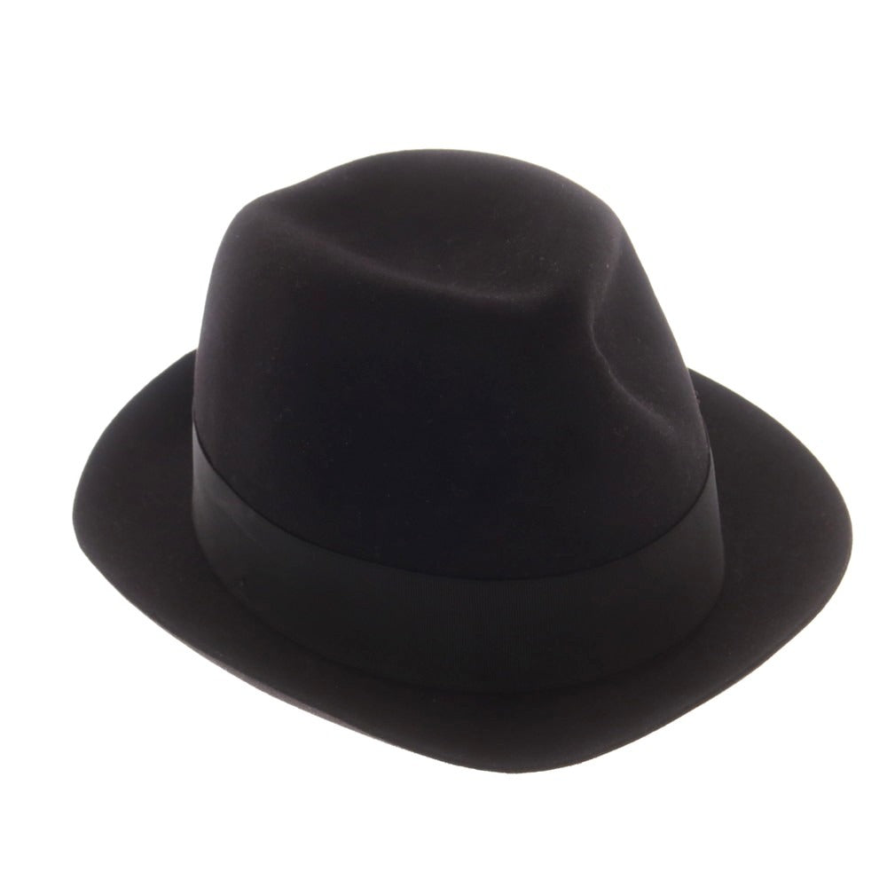 【中古】ボルサリーノ Borsalino ラビット 中折れ ハット ブラックxブラック【 サイズ59 】【 状態ランクB 】【 メンズ 】 [CPD]