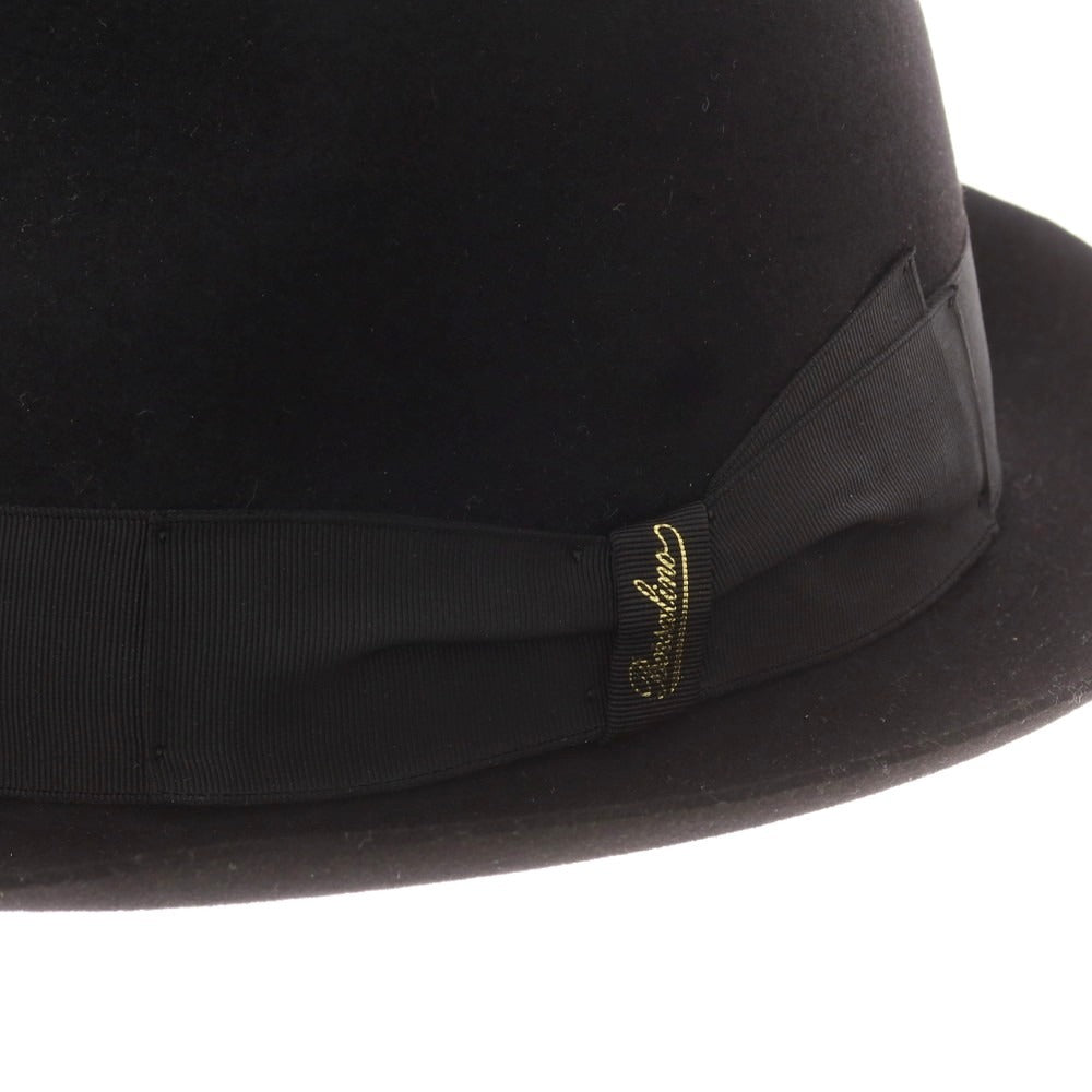 【中古】ボルサリーノ Borsalino ラビット 中折れ ハット ブラックxブラック【 サイズ59 】【 状態ランクB 】【 メンズ 】 [CPD]