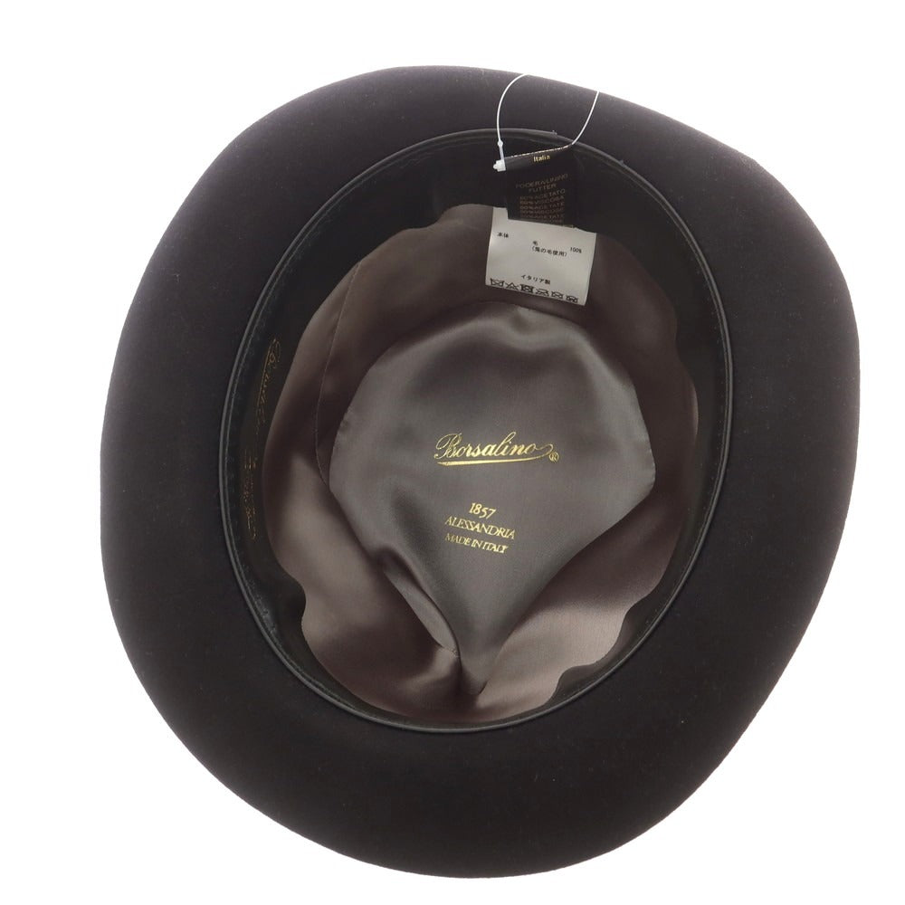 【中古】ボルサリーノ Borsalino ラビット 中折れ ハット ブラックxブラック【 サイズ59 】【 状態ランクB 】【 メンズ 】 [CPD]
