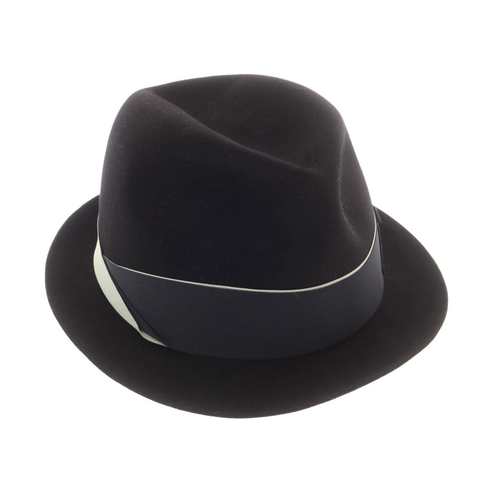 【中古】ボルサリーノ Borsalino ラビット 中折れ ハット ブラックxミントブルー【 58 】【 状態ランクB 】【 メンズ 】