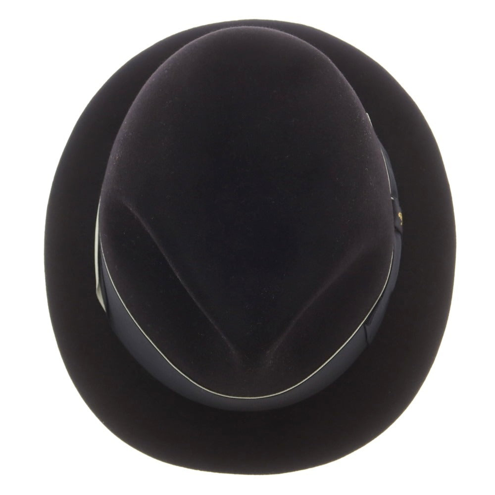 【中古】ボルサリーノ Borsalino ラビット 中折れ ハット ブラックxミントブルー【 58 】【 状態ランクB 】【 メンズ 】