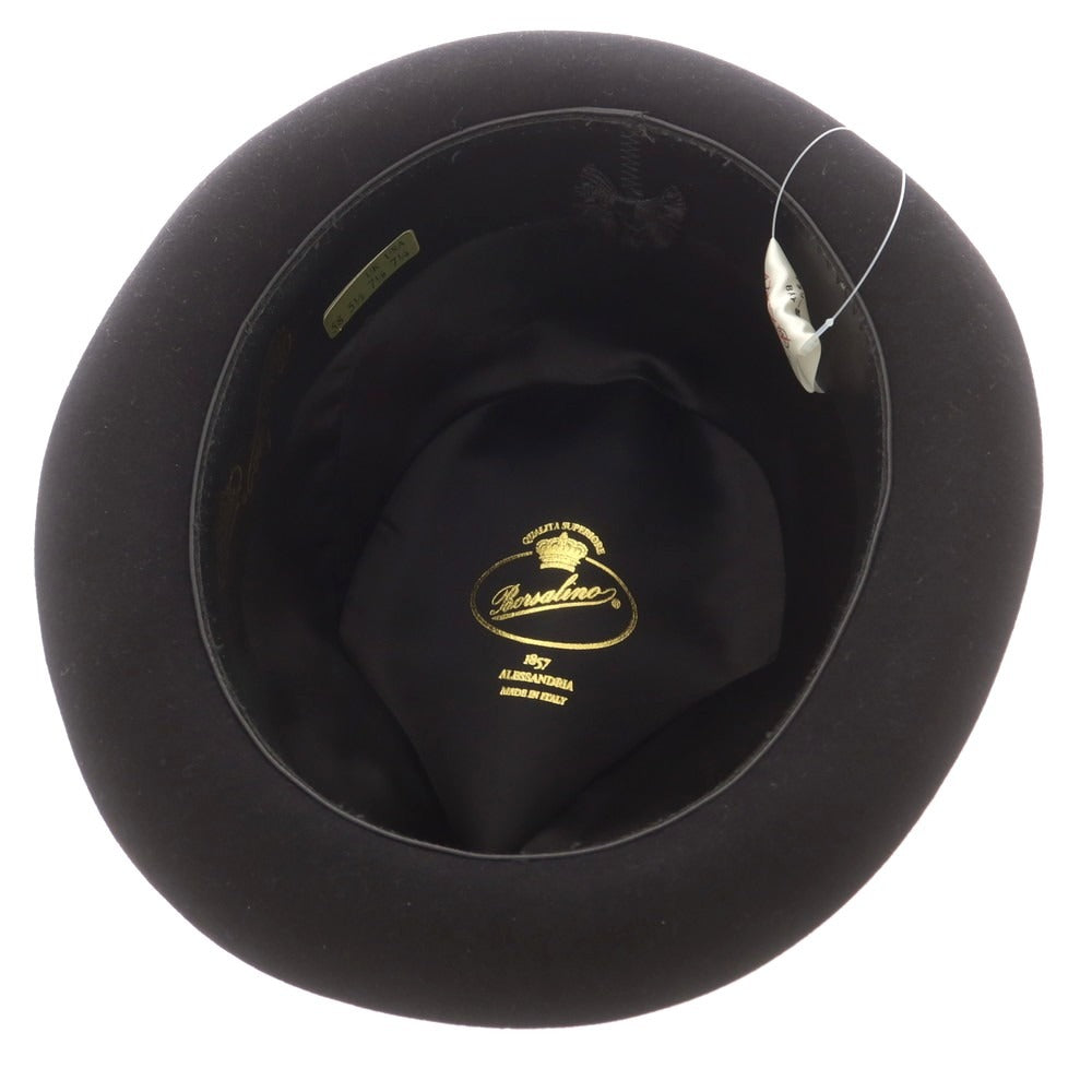 【中古】ボルサリーノ Borsalino ラビット 中折れ ハット ブラックxミントブルー【 58 】【 状態ランクB 】【 メンズ 】