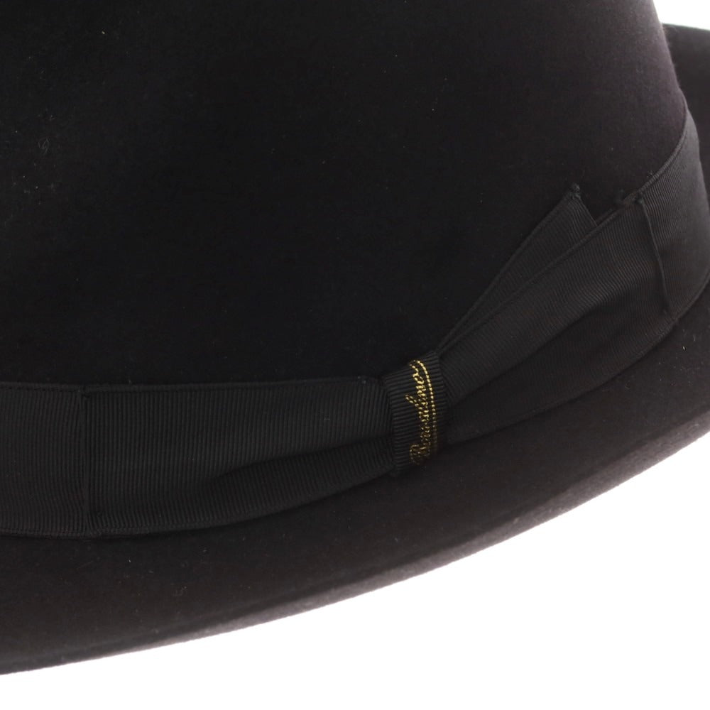 【中古】ボルサリーノ Borsalino ラビット 中折れ ハット ブラックxブラック【 サイズ58 】【 状態ランクB 】【 メンズ 】 [CPD]