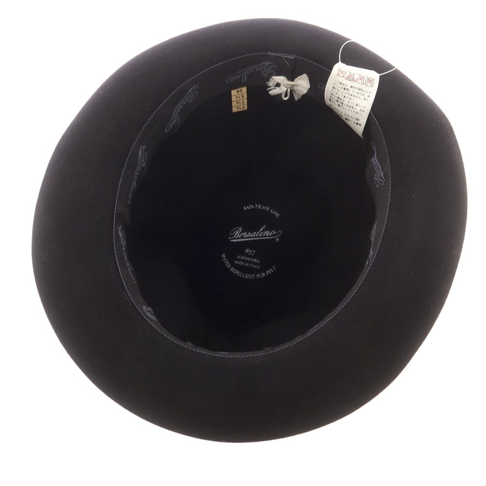 【中古】ボルサリーノ Borsalino ラビット 中折れ ハット ブラックxブラック【 サイズ58 】【 状態ランクB 】【 メンズ 】 [CPD]