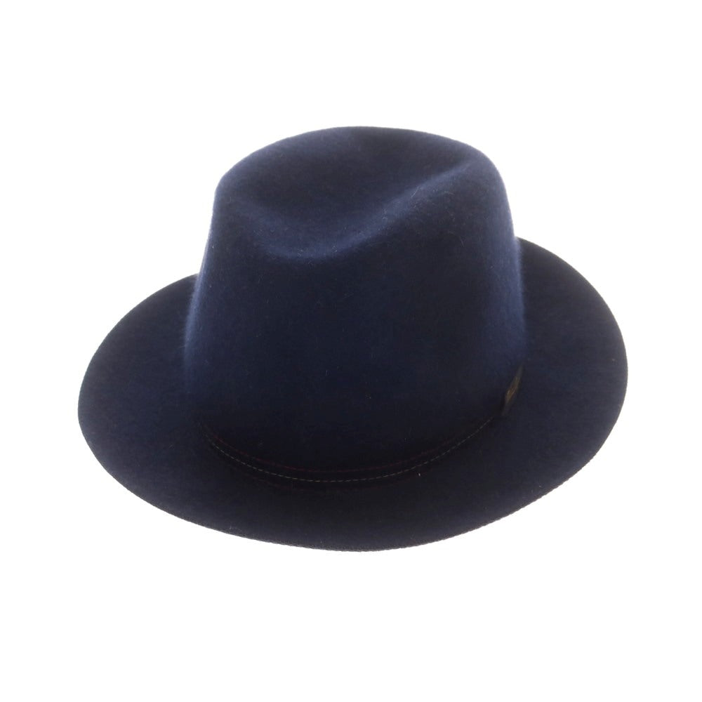 【中古】ボルサリーノ Borsalino ファーフェルト 中折れ ハット ネイビー【 サイズ57 】【 状態ランクB 】【 メンズ 】 [CPD]