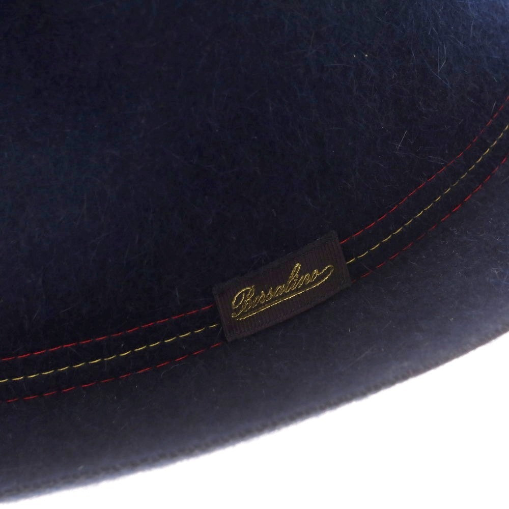 【中古】ボルサリーノ Borsalino ファーフェルト 中折れ ハット ネイビー【 サイズ57 】【 状態ランクB 】【 メンズ 】 [CPD]